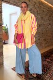 The Penelope Pillow Cotton Boyfriend Shirt Citronella Popsicle /15 =